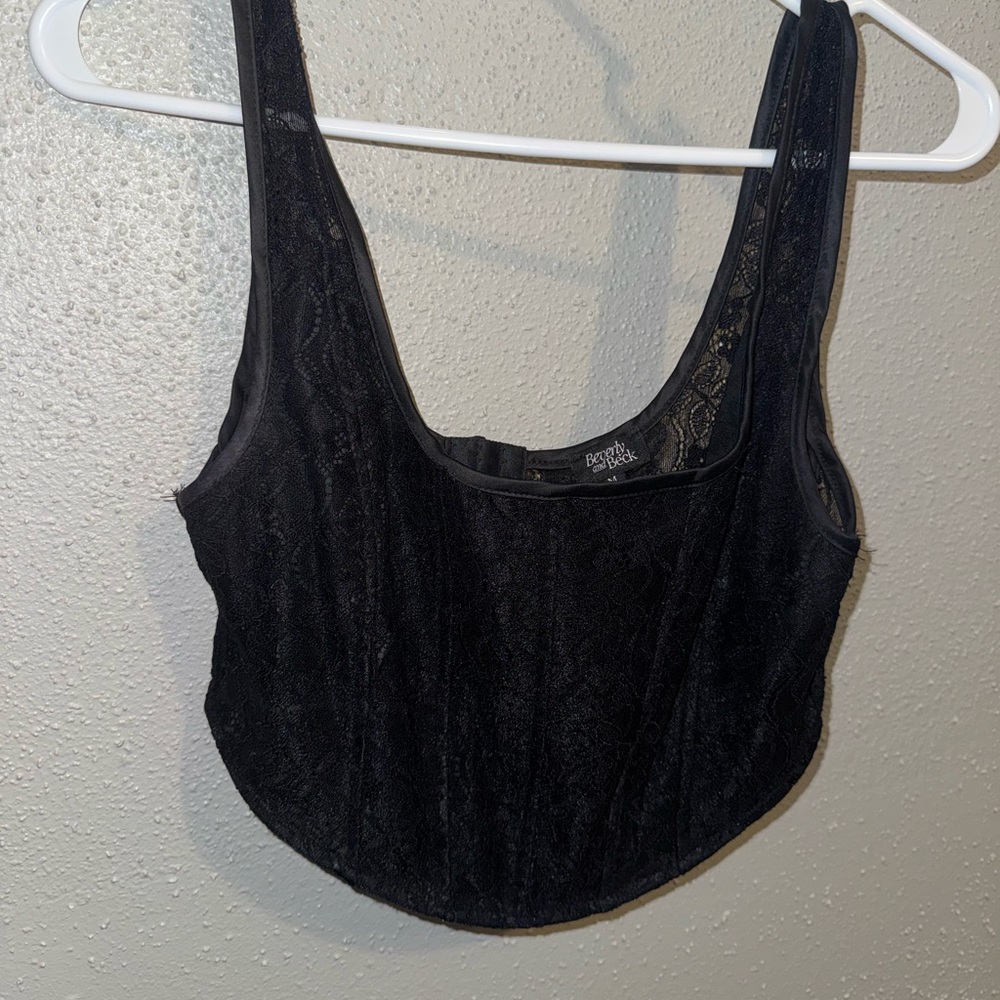 Black Lace Crop Top